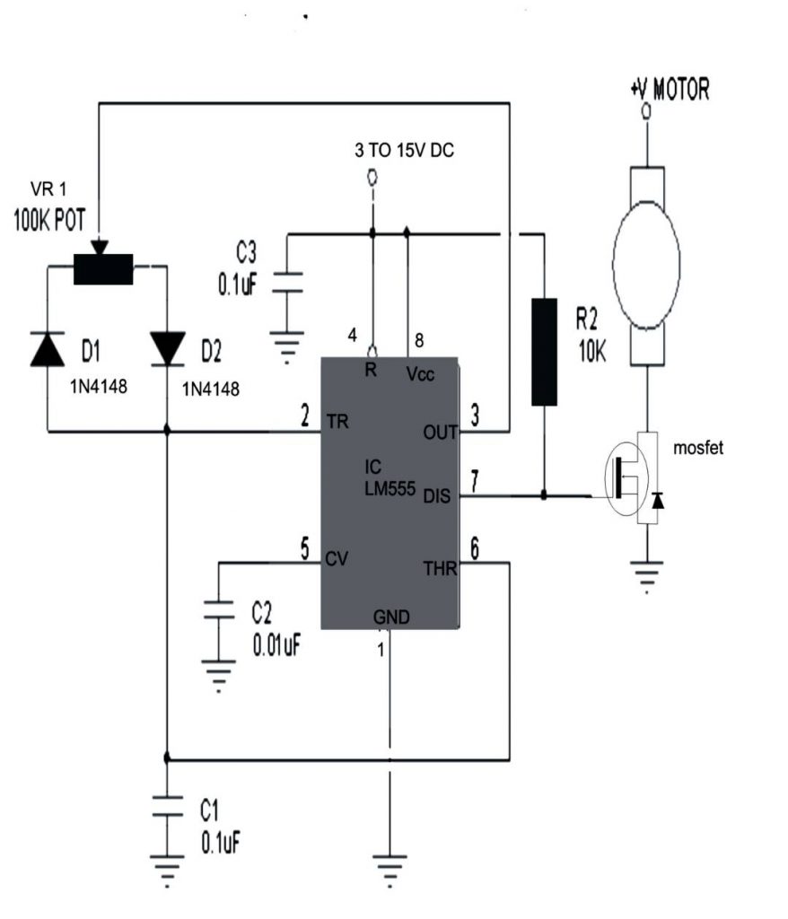 IC555 motor speed controller