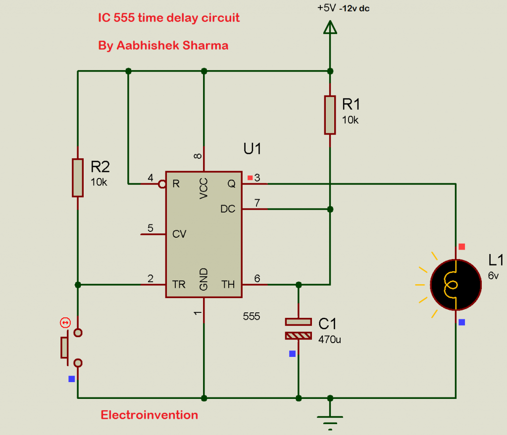 IC 555 Delay Timer circuit to set on-off time