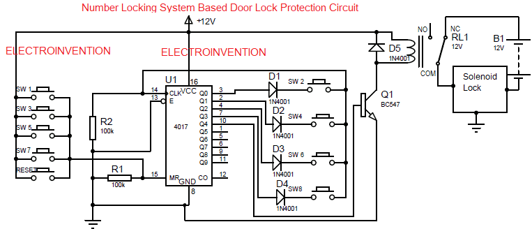 Number locking system circuit