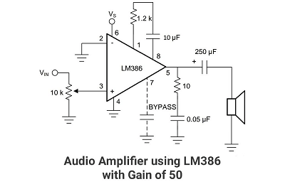 Audio amplifier using LM386