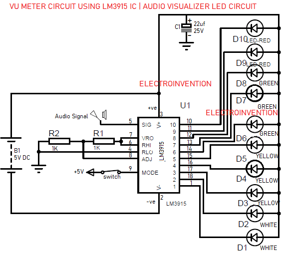 vu meter circuit using lm3915