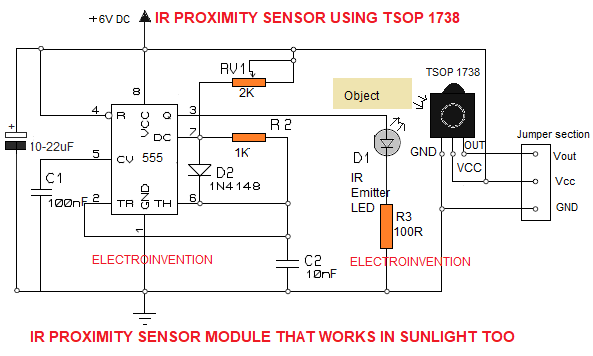 ir proximity sensor circuit using tsop 1738